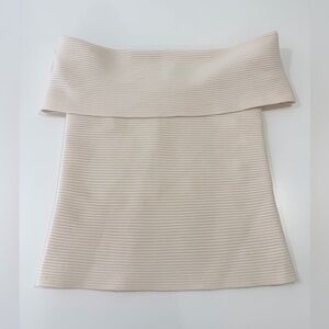 Elizabeth & James Off Shoulder Wool Blend Ribbed Sweater Medium